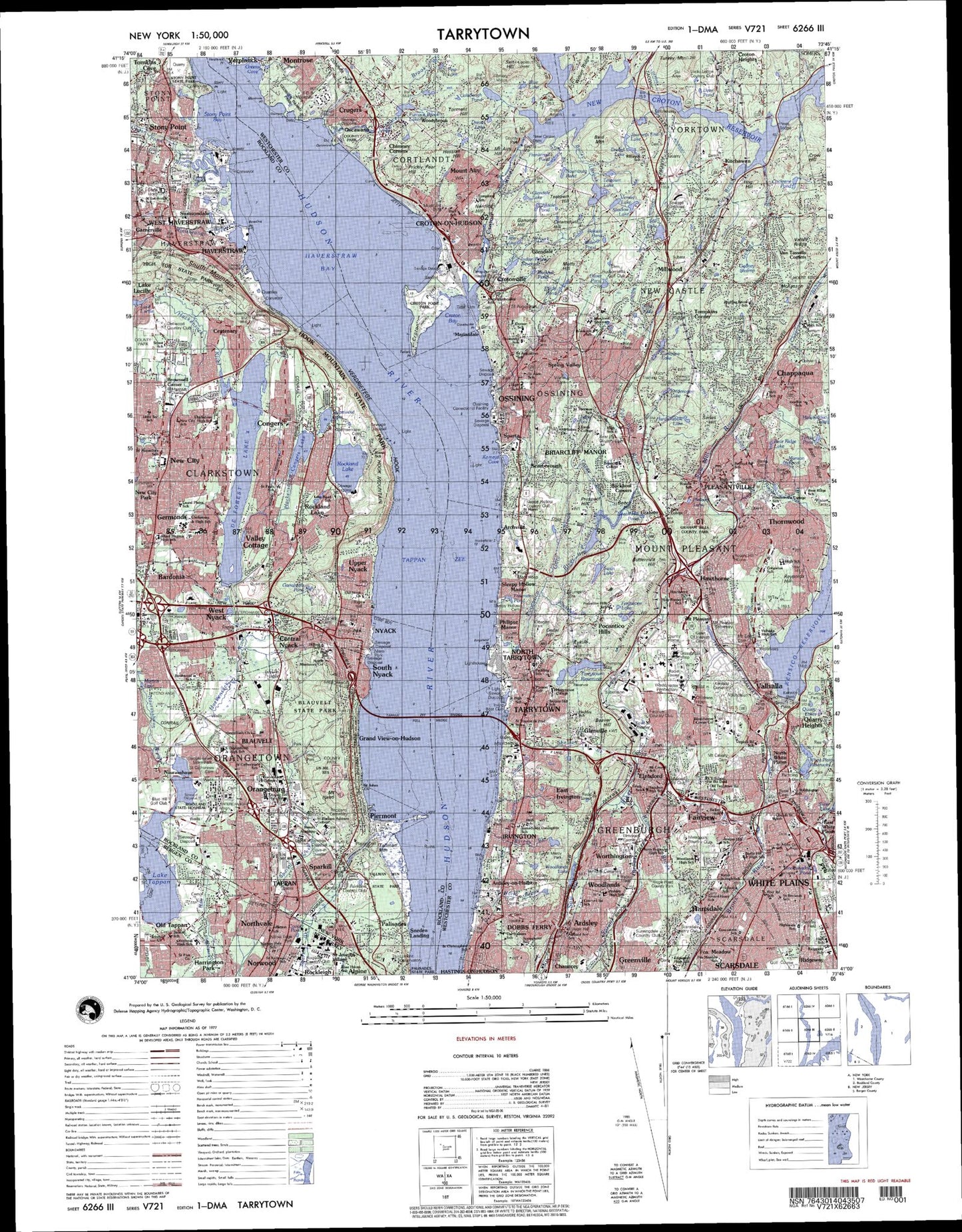 Tarrytown New York Military 1:50,000 Map