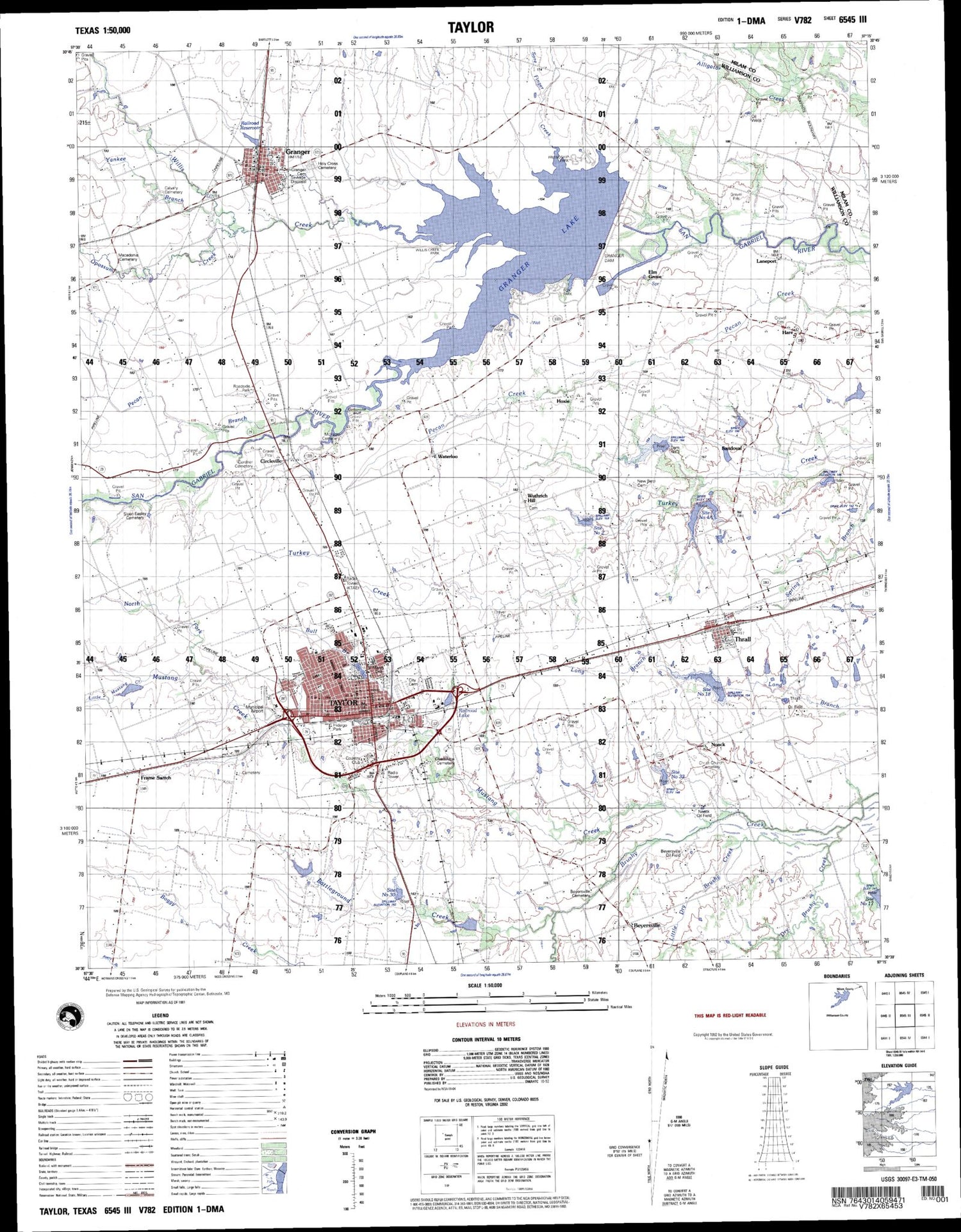 Taylor Texas Military 1:50,000 Map