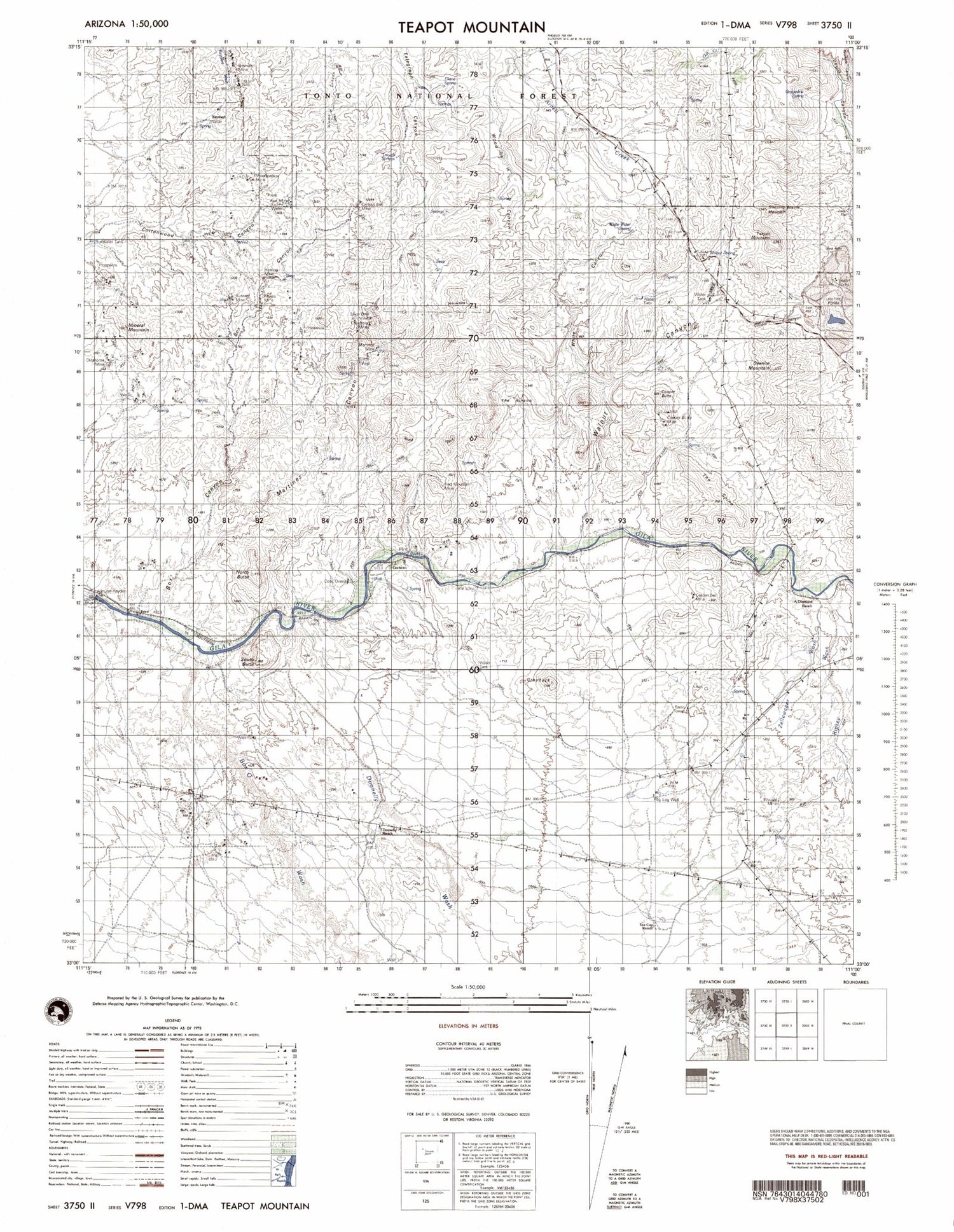 Teapot Mountain Arizona Military 1:50,000 Map