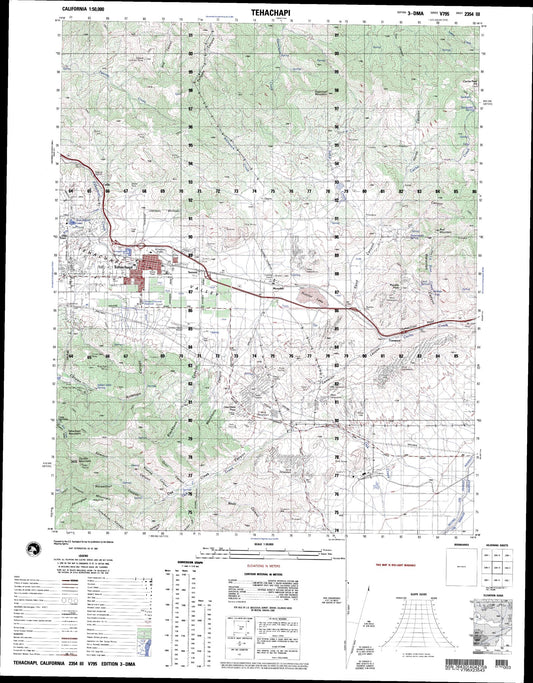 Tehachapi California Military 1:50,000 Map