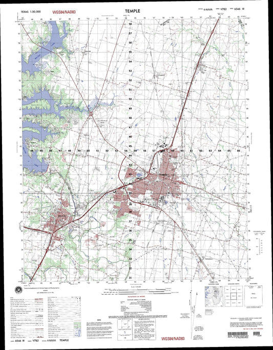 Temple Texas Military 1:50,000 Map