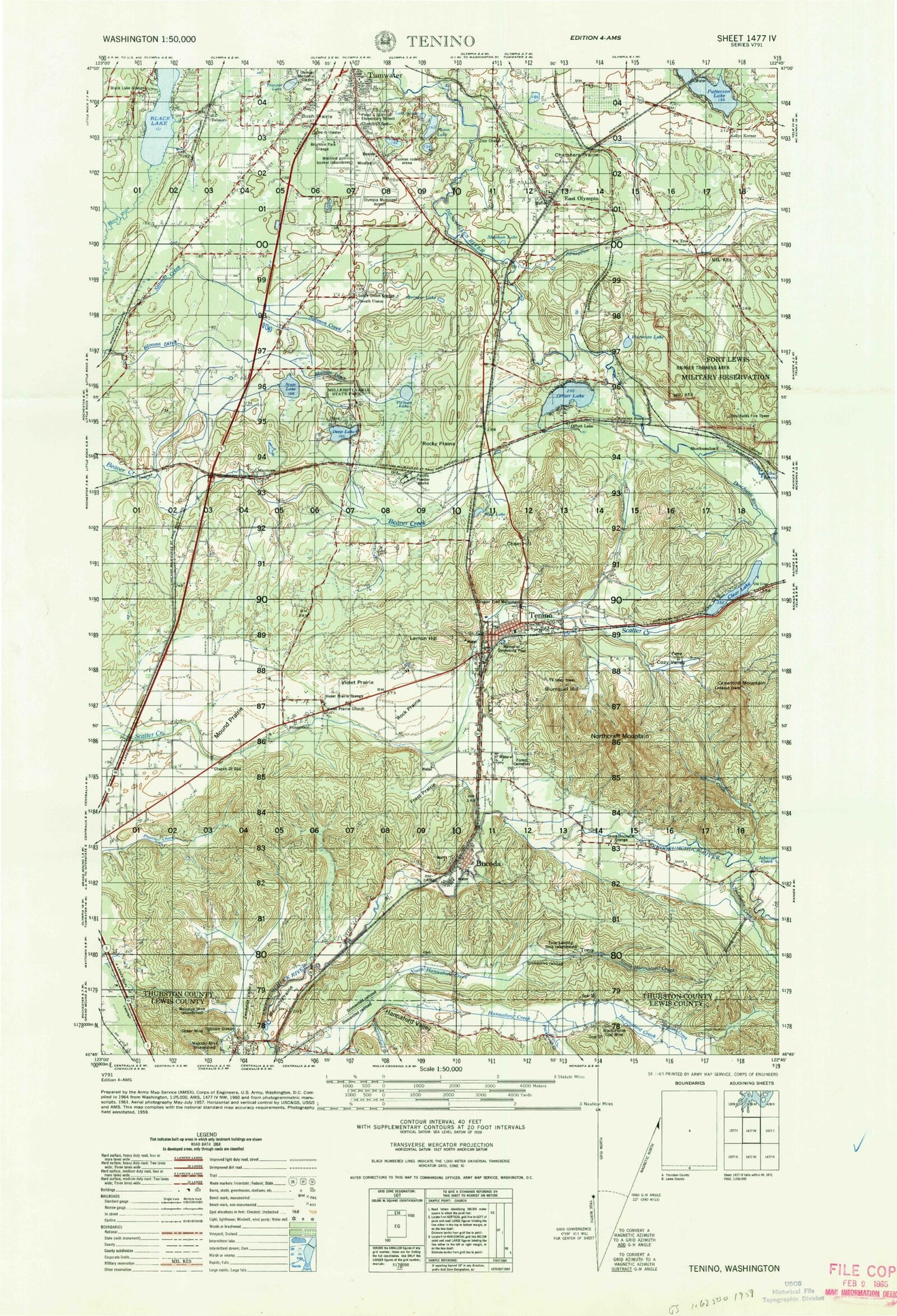 Tenino Washington Military 1:50,000 Map