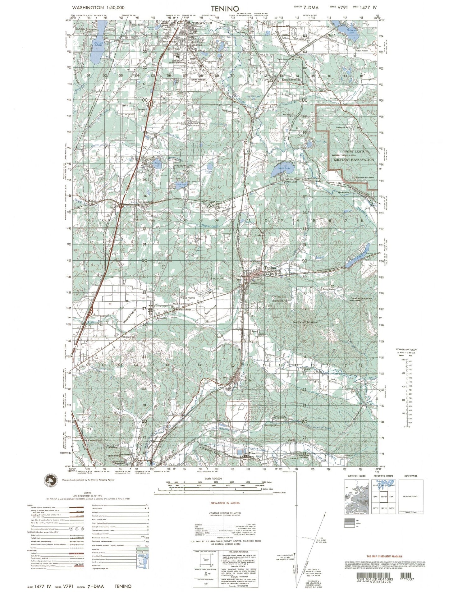 Tenino Washington Military 1:50,000 Map