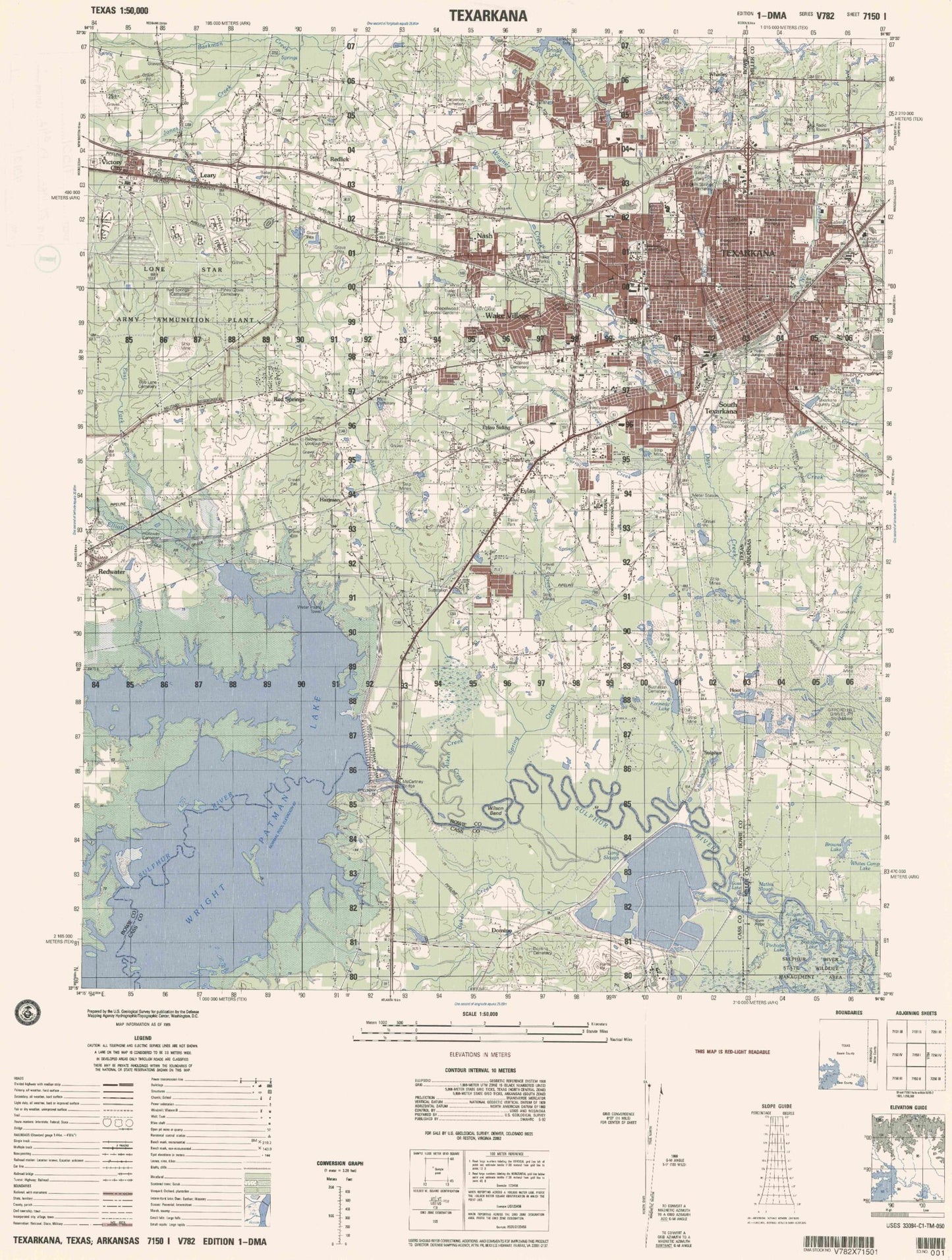 Texarkana Texas Military 1:50,000 Map