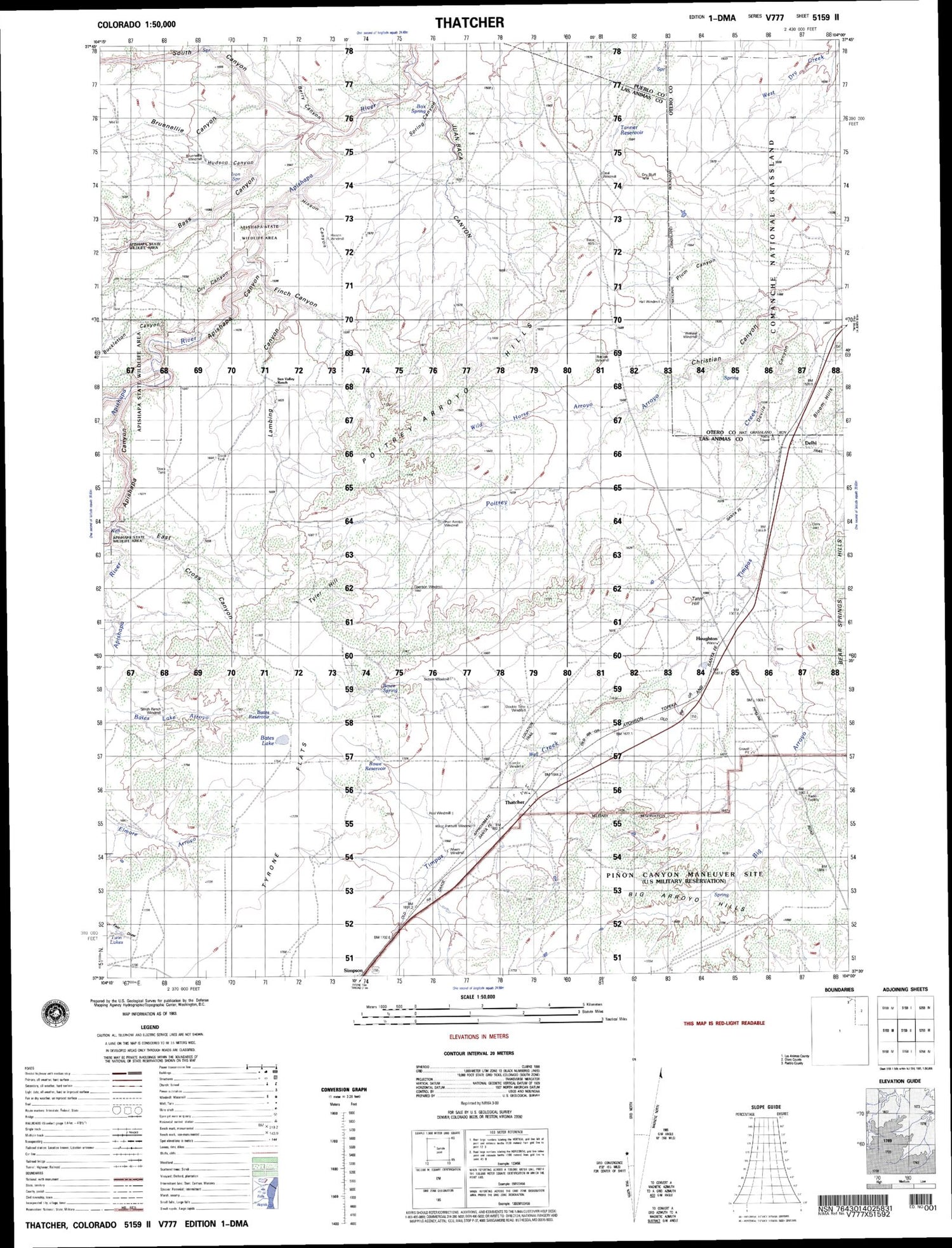 Thatcher Colorado Military 1:50,000 Map