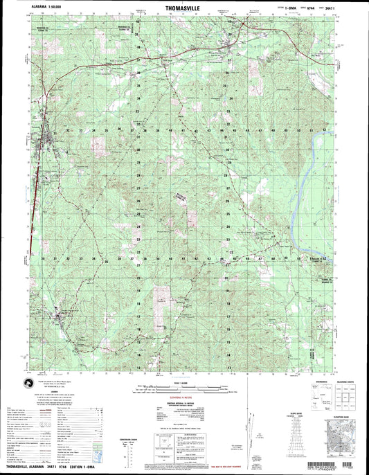 Thomasville Alabama Military 1:50,000 Map