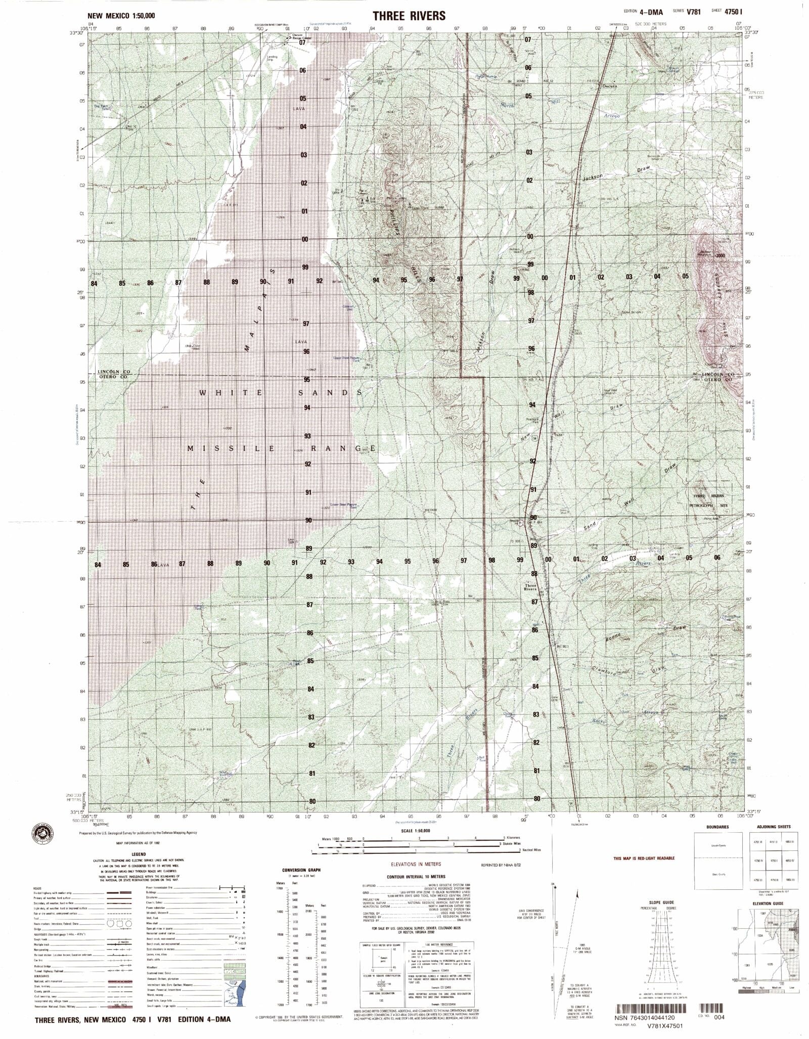 Three Rivers New Mexico Military 1:50,000 Map – MyTopo Map Store
