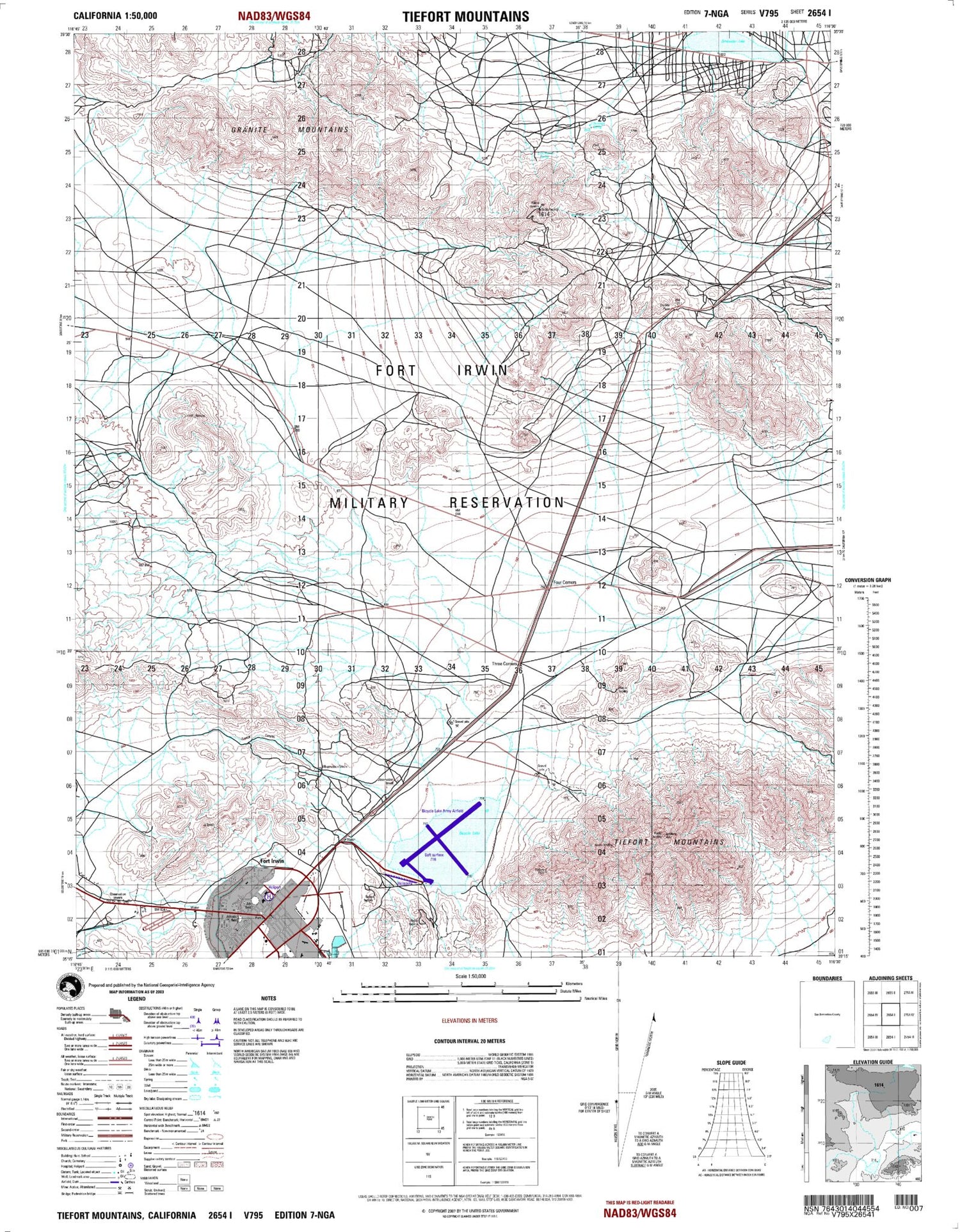 Tiefort Mountains California Military 1:50,000 Map