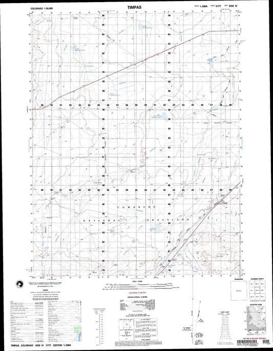 Timpas Colorado Military 1:50,000 Map