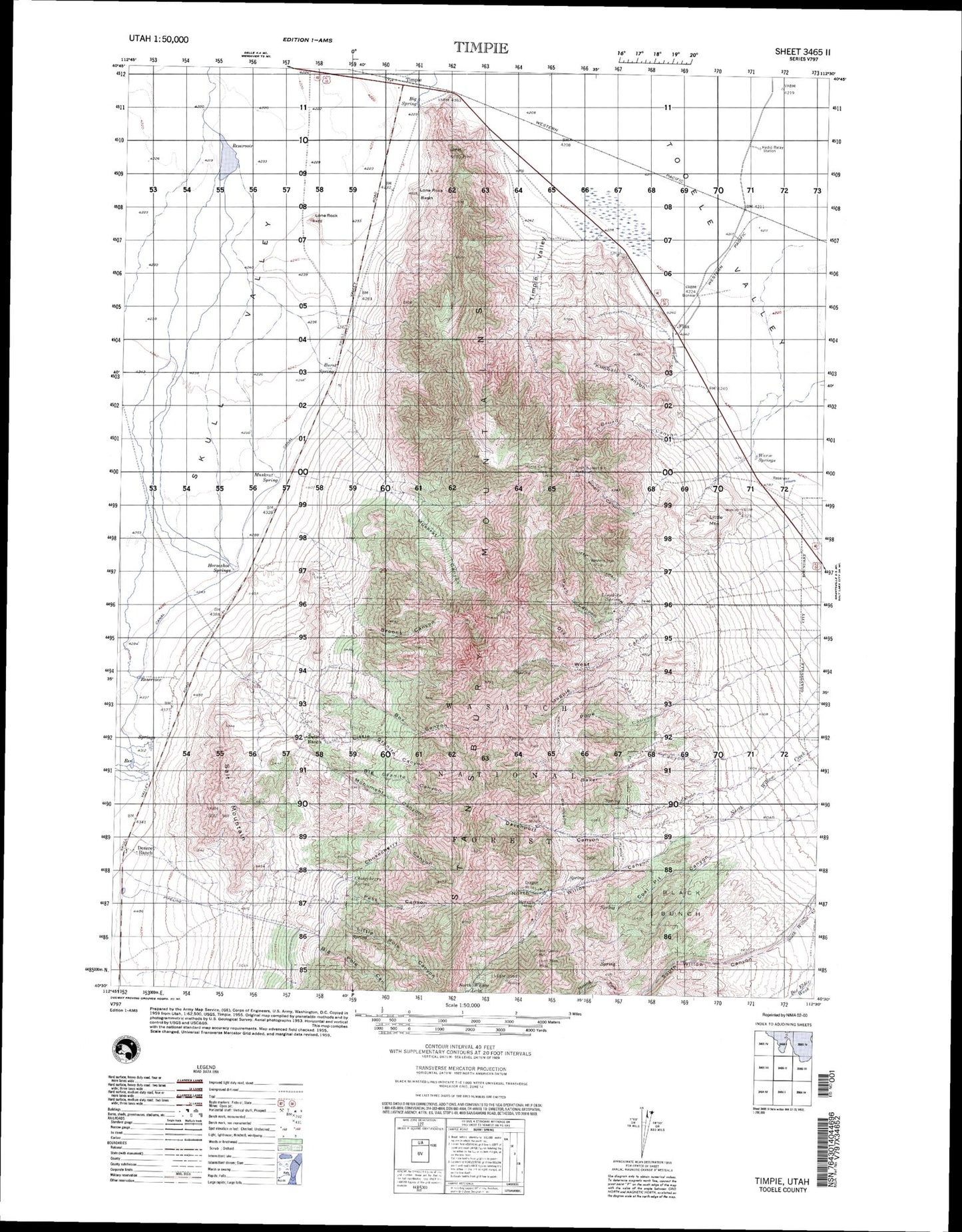 Timpie Utah Military 1:50,000 Map