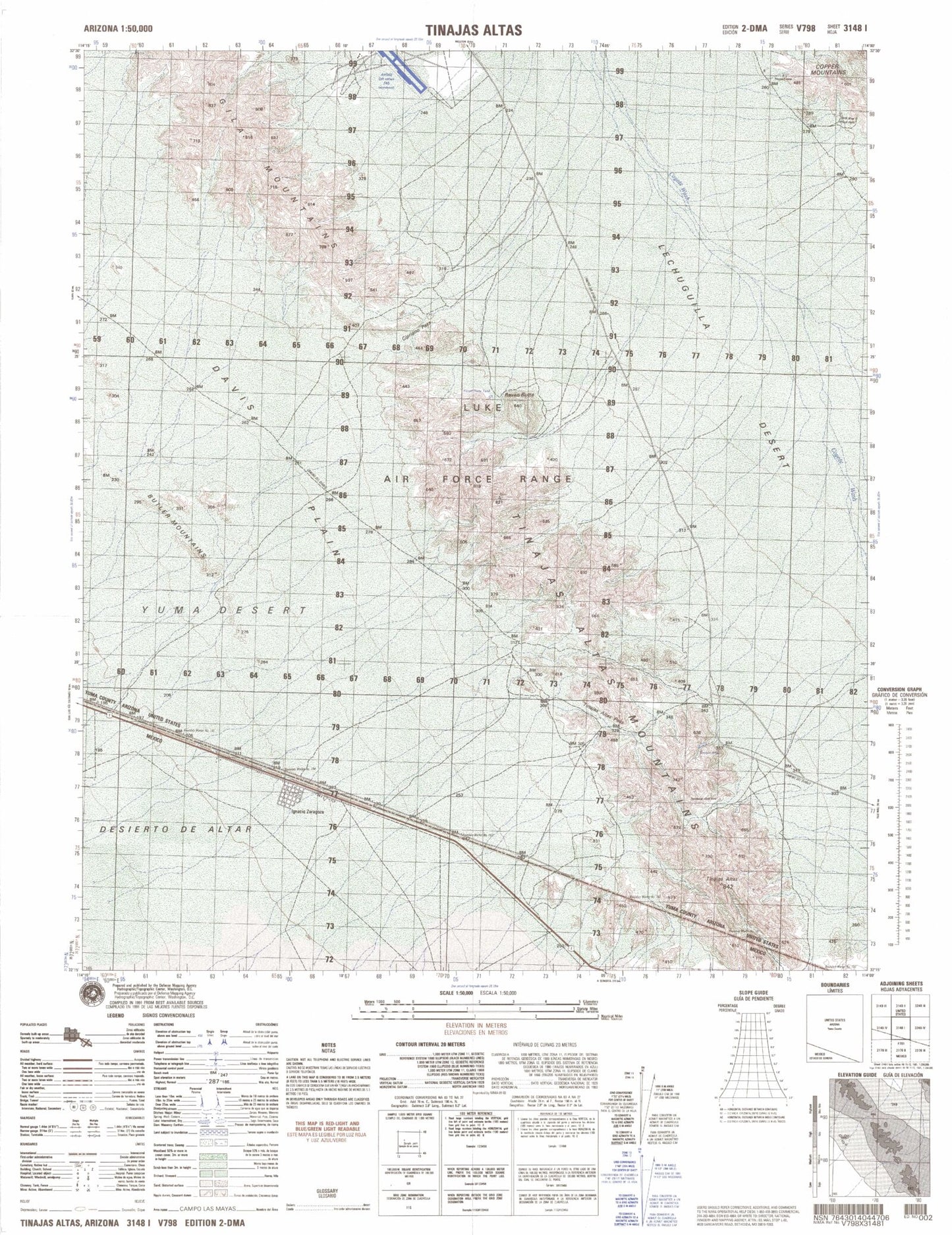 Tinajas Altas Arizona Military 1:50,000 Map