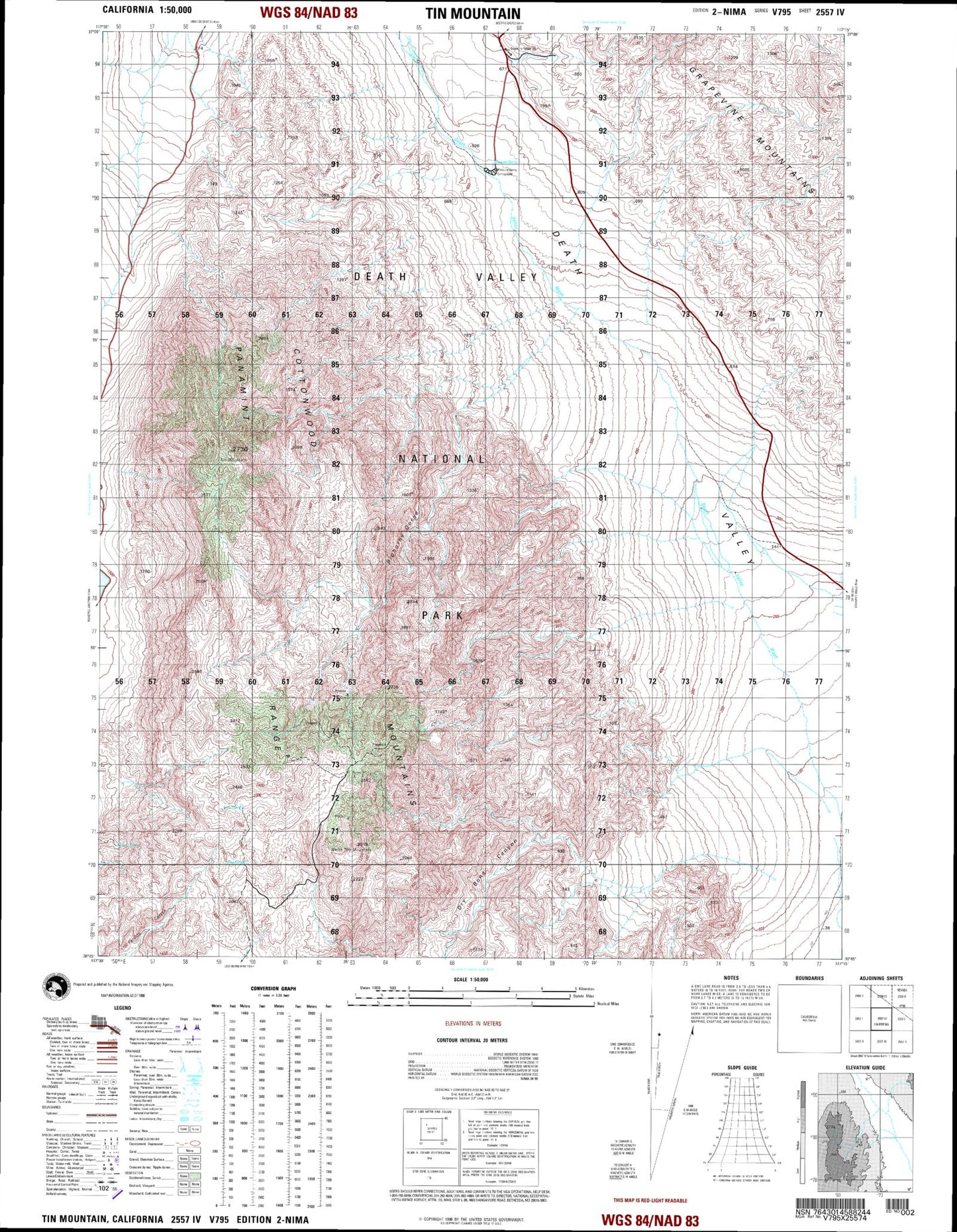 Tin Mountain California Military 1:50,000 Map