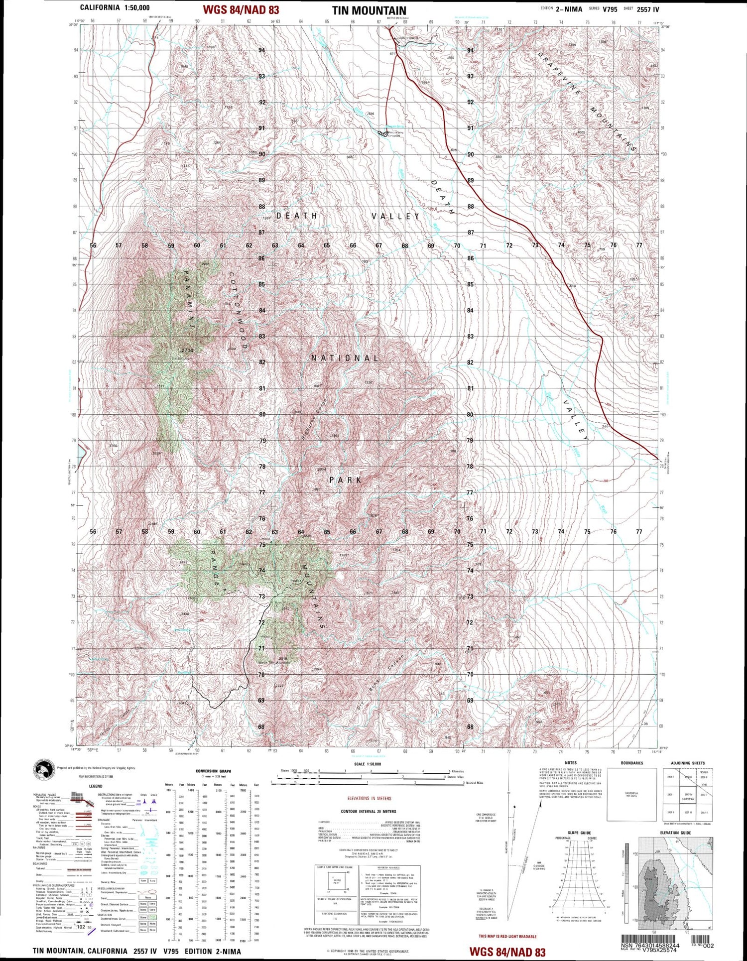 Tin Mountain California Military 1:50,000 Map