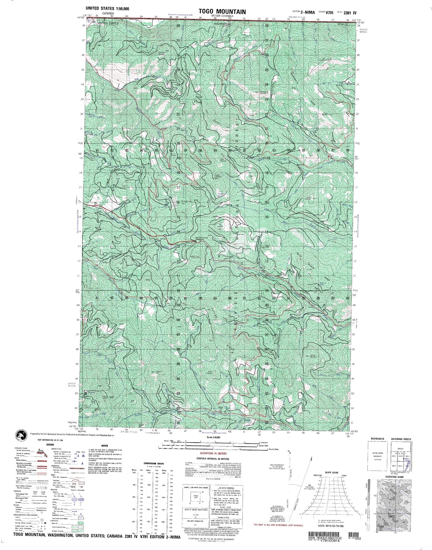 Togo Mountain Washington Military 1:50,000 Map