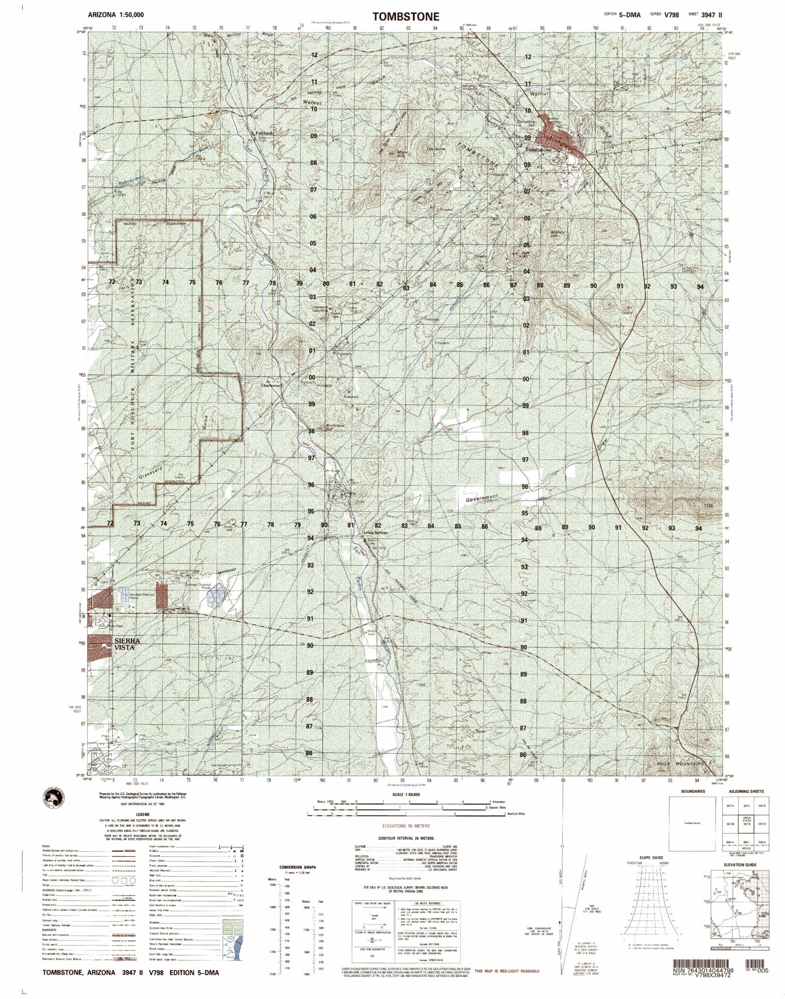 Tombstone Arizona Military 1:50,000 Map – MyTopo Map Store