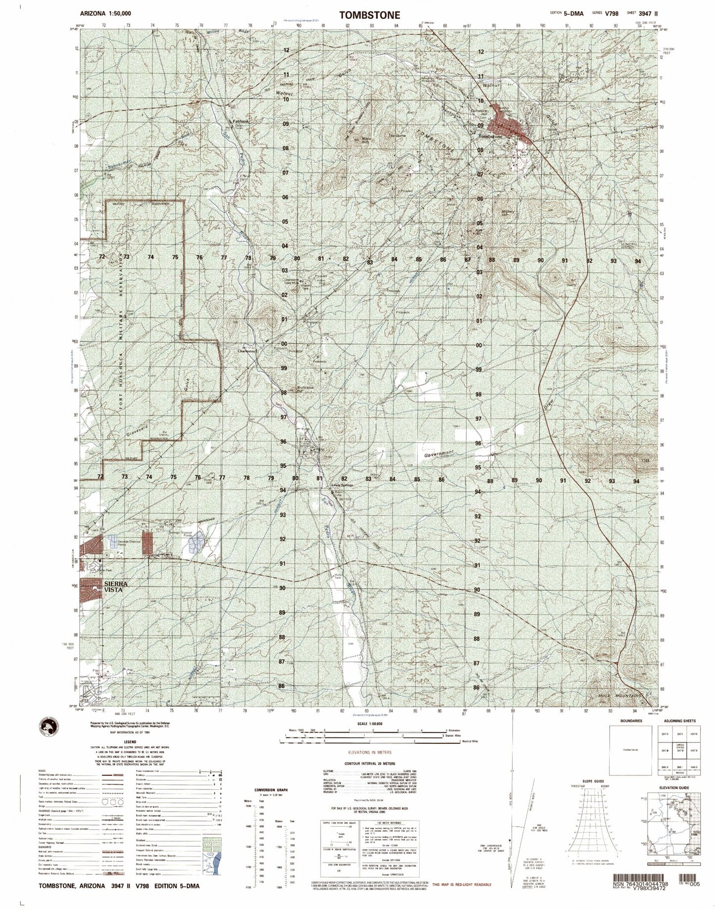 Tombstone Arizona Military 1:50,000 Map