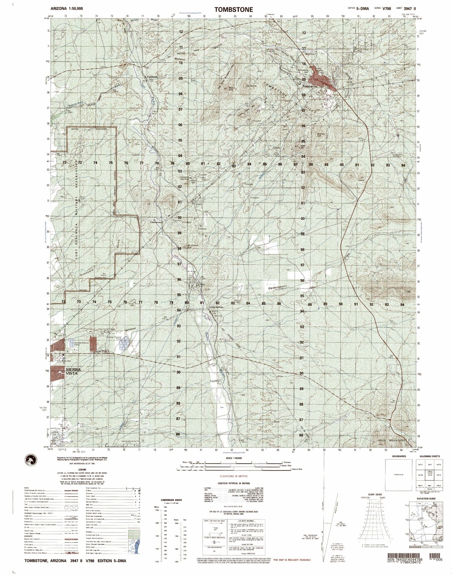 Tombstone Arizona Military 1:50,000 Map