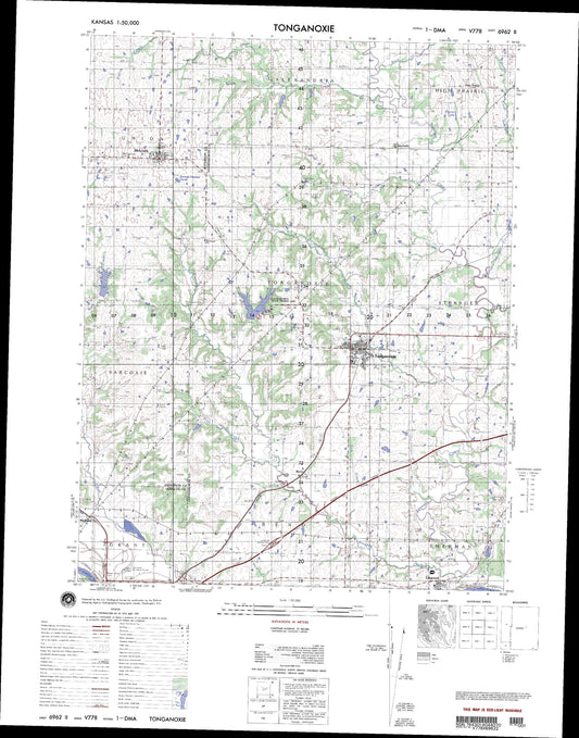 Tonganoxie Kansas Military 1:50,000 Map