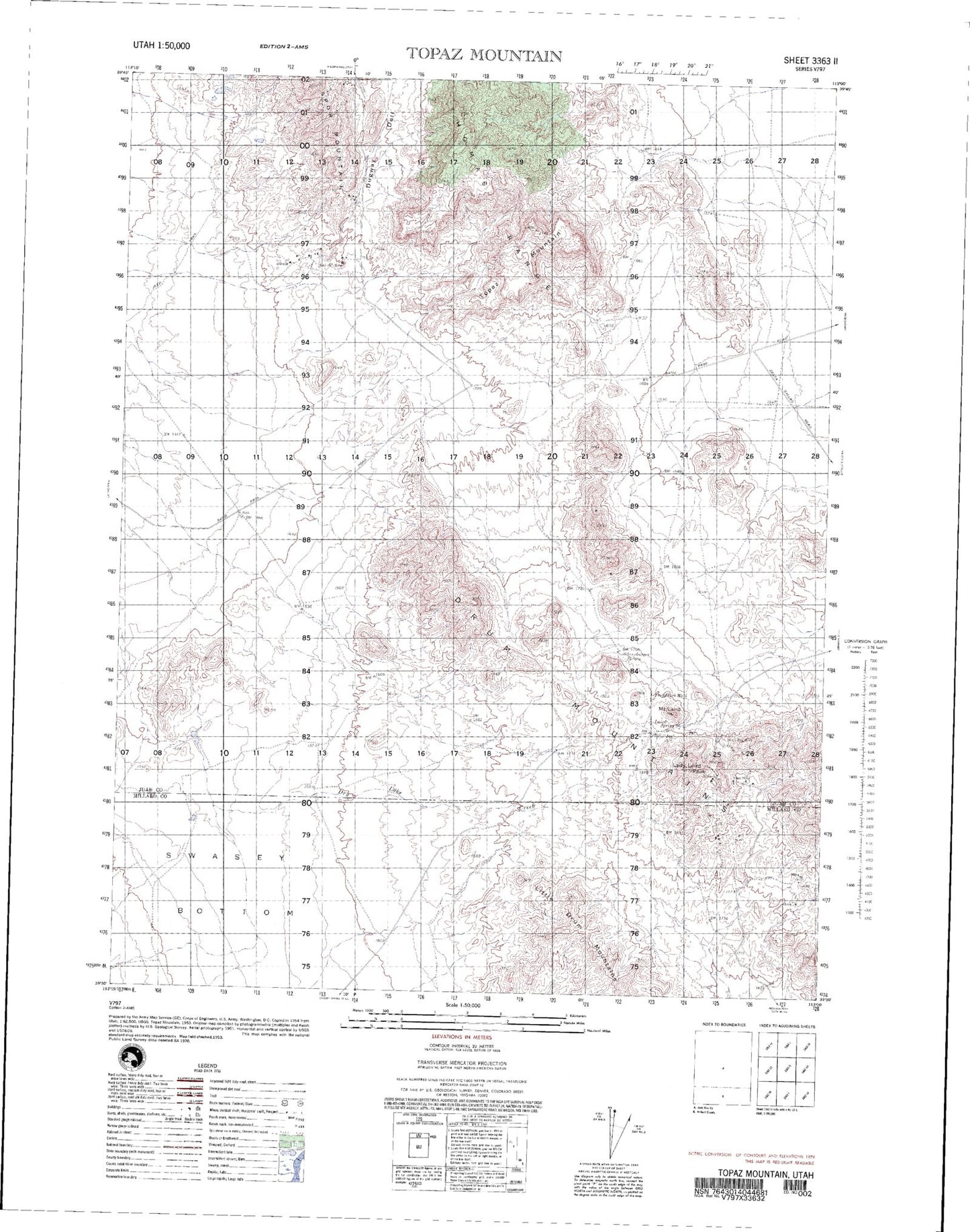 Topaz Mountain Utah Military 1:50,000 Map