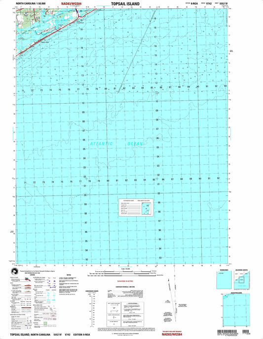 Topsail Island North Carolina Military 1:50,000 Map