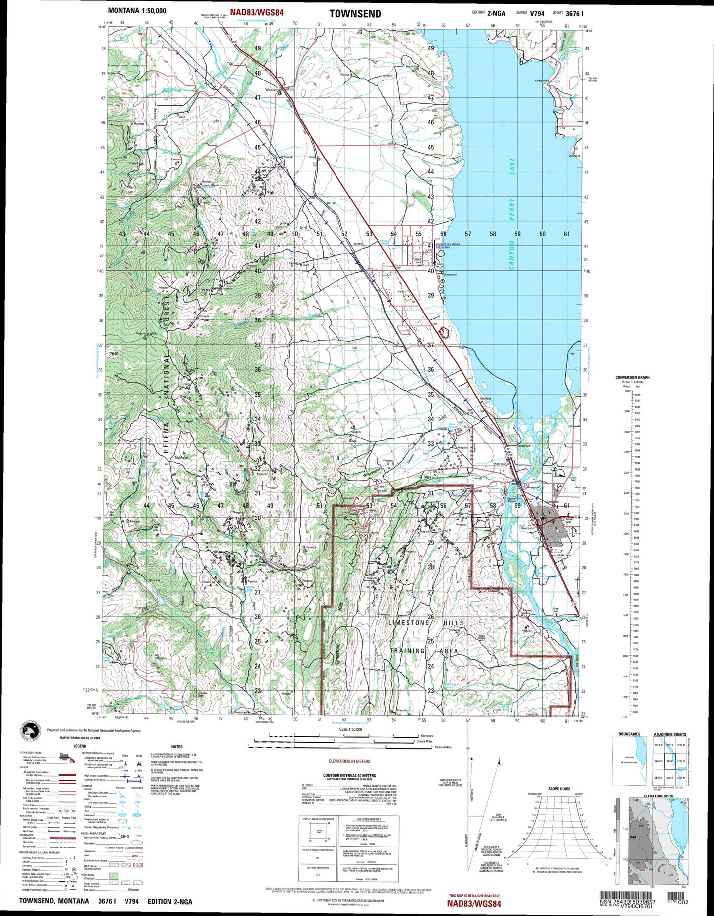 Townsend Montana Military 1:50,000 Map