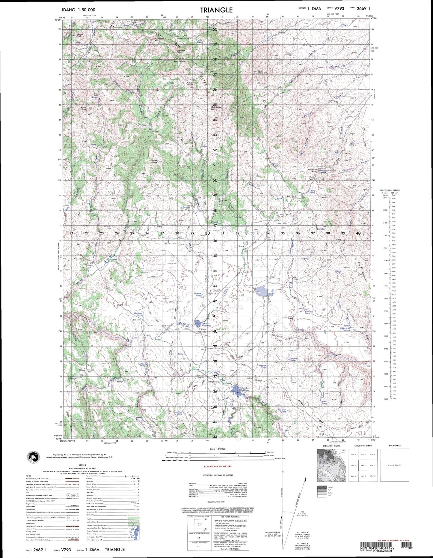 Triangle Idaho Military 1:50,000 Map