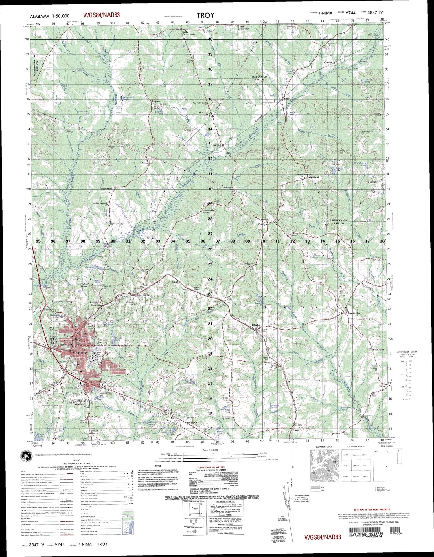 Troy Alabama Military 1:50,000 Map