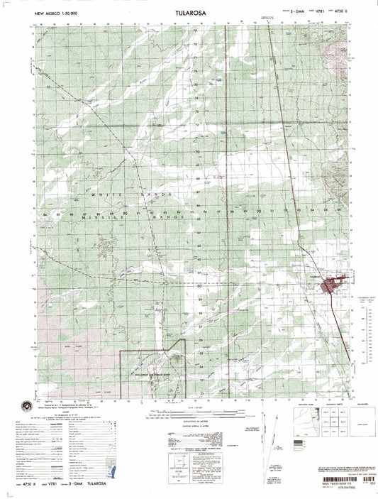 Tularosa New Mexico Military 1:50,000 Map