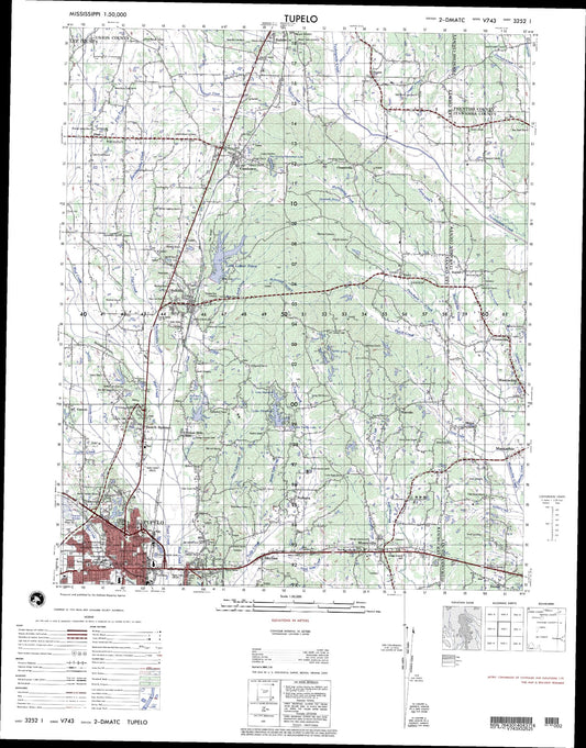 Tupelo Mississippi Military 1:50,000 Map