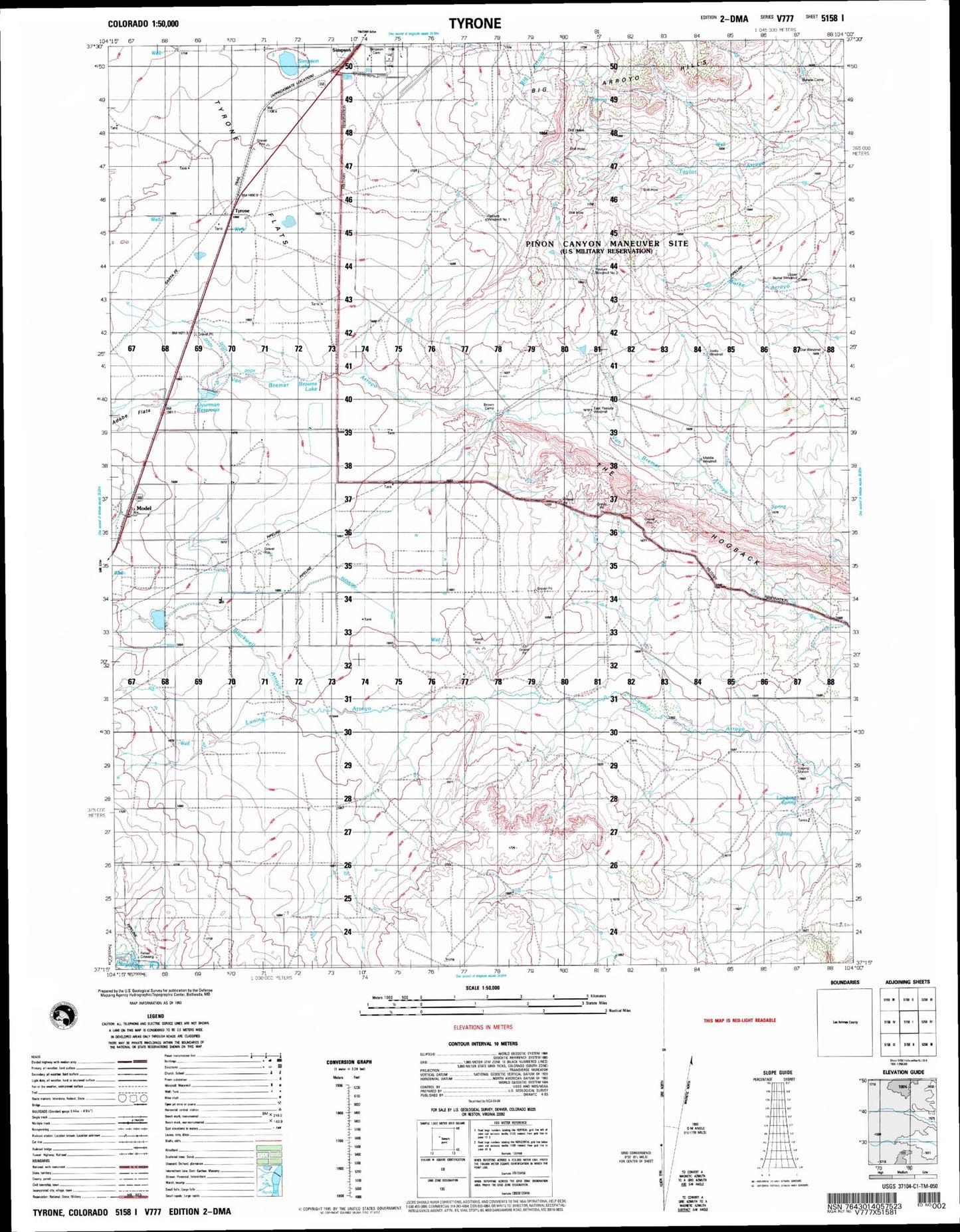 Tyrone Colorado Military 1:50,000 Map