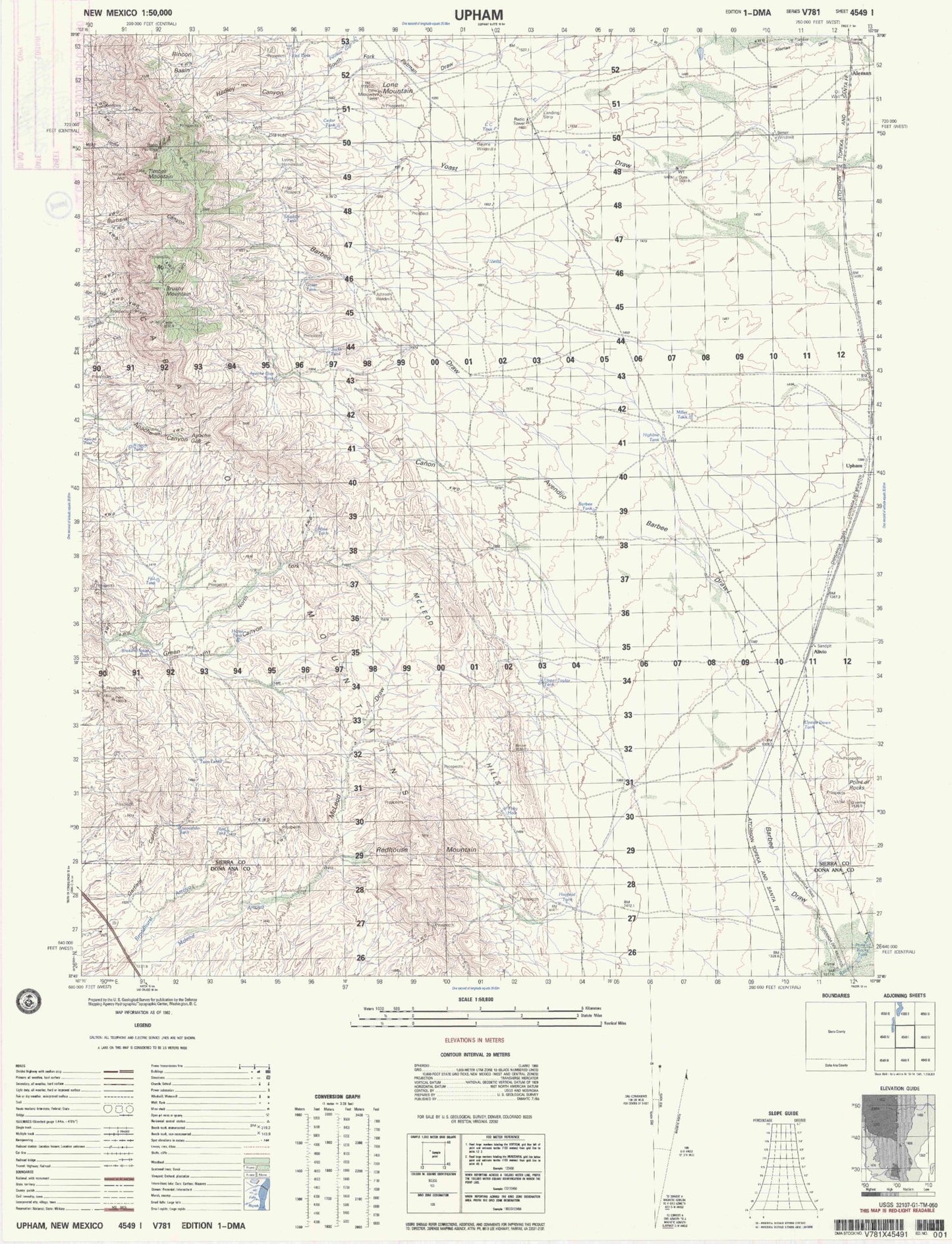 Upham New Mexico Military 1:50,000 Map