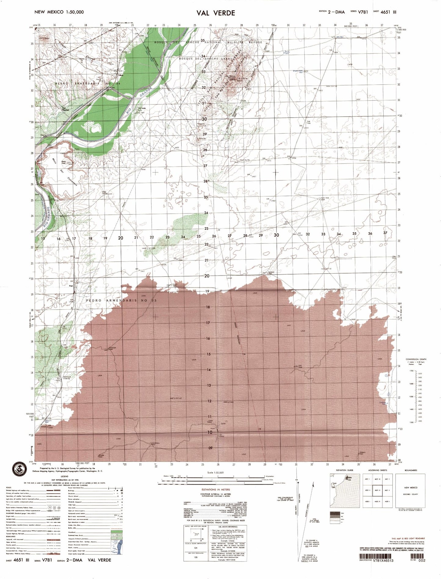 Val Verde New Mexico Military 1:50,000 Map