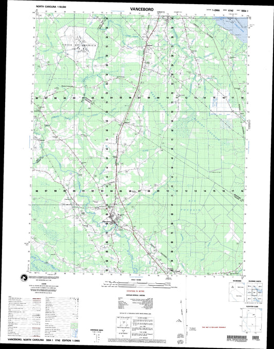 Vanceboro North Carolina Military 1:50,000 Map