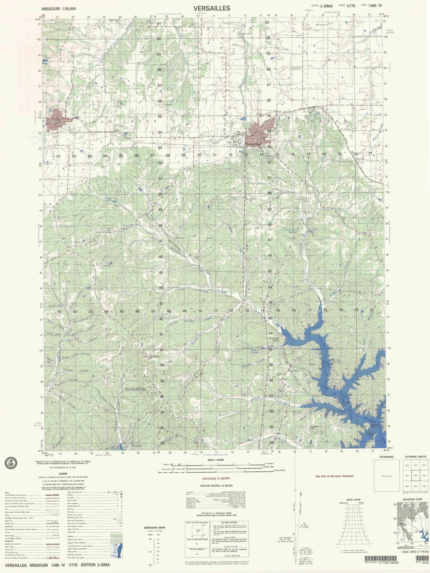 Versailles Missouri Military 1:50,000 Map