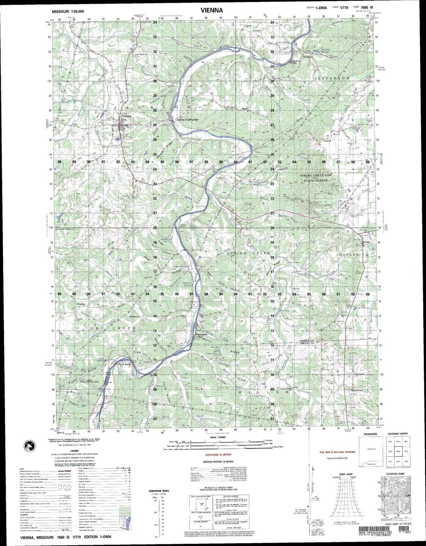 Vienna Missouri Military 1:50,000 Map