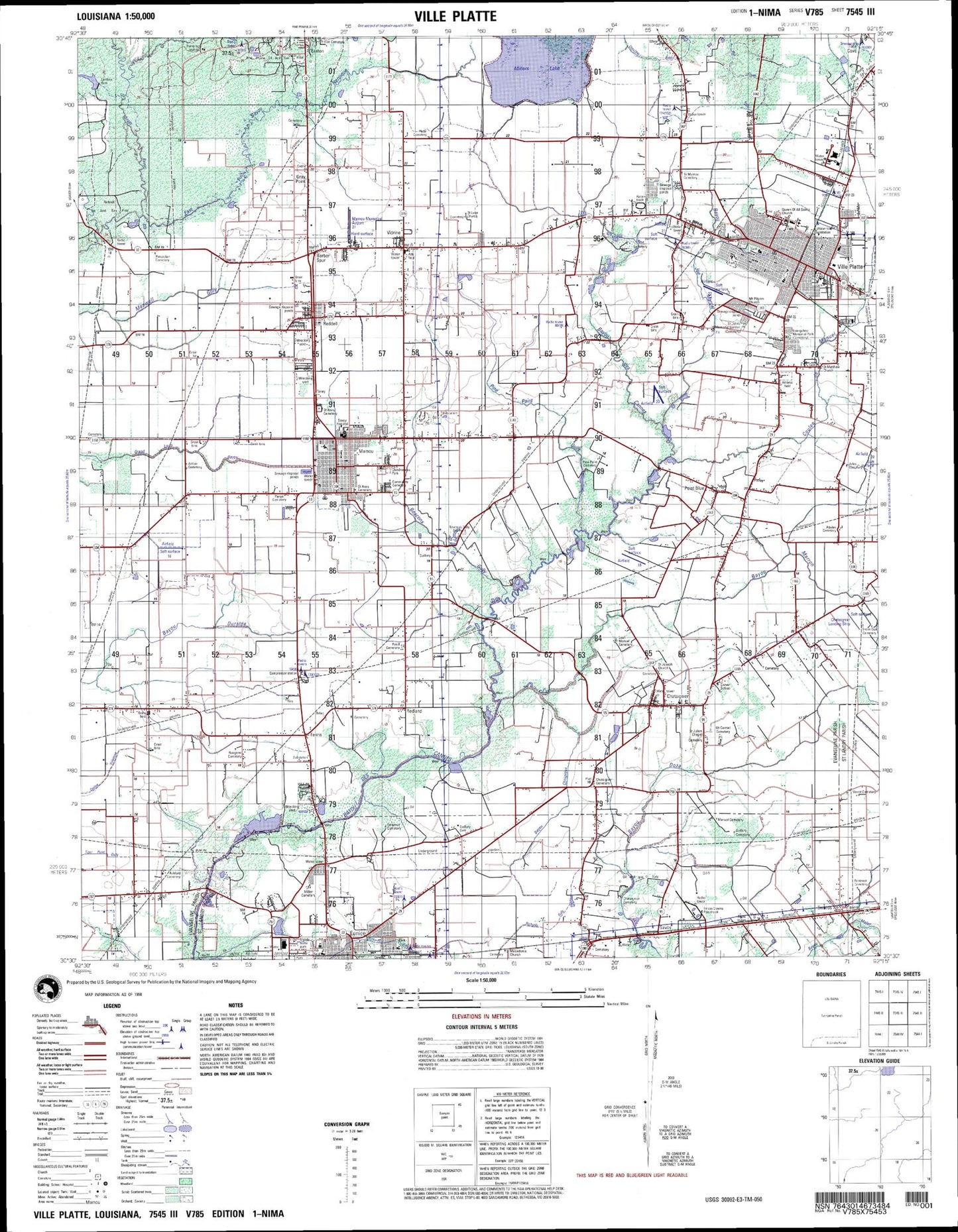 Ville Platte Louisiana Military 1:50,000 Map