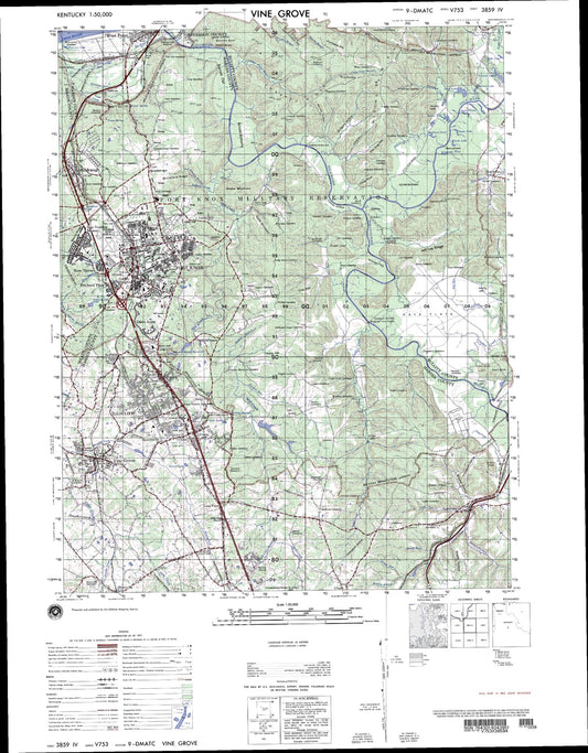 Vine Grove Kentucky Military 1:50,000 Map