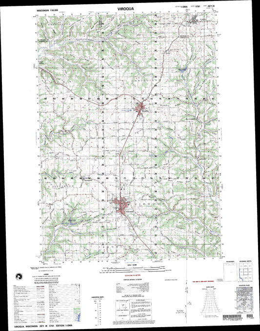 Viroqua Wisconsin Military 1:50,000 Map