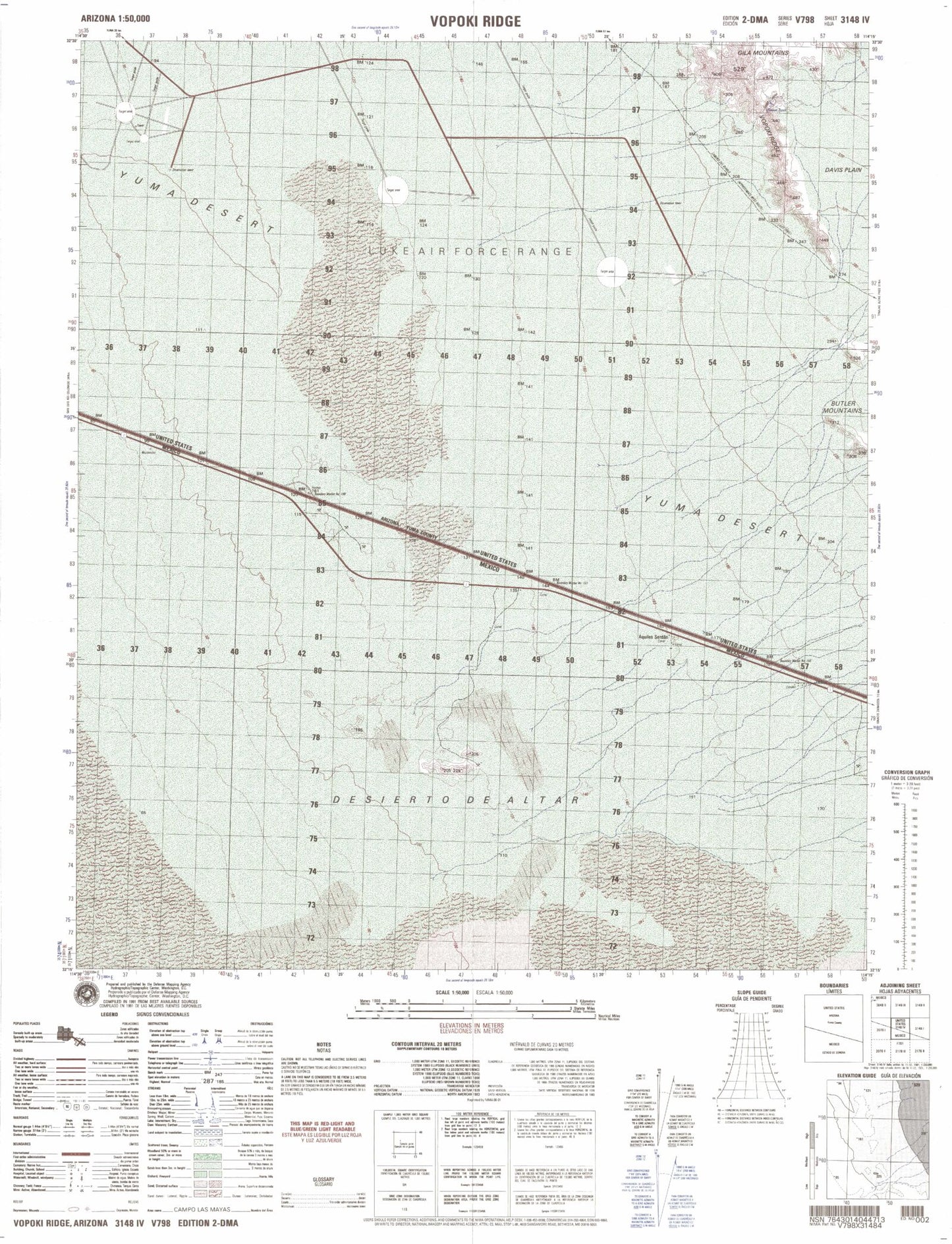 Vopoki Ridge Arizona Military 1:50,000 Map