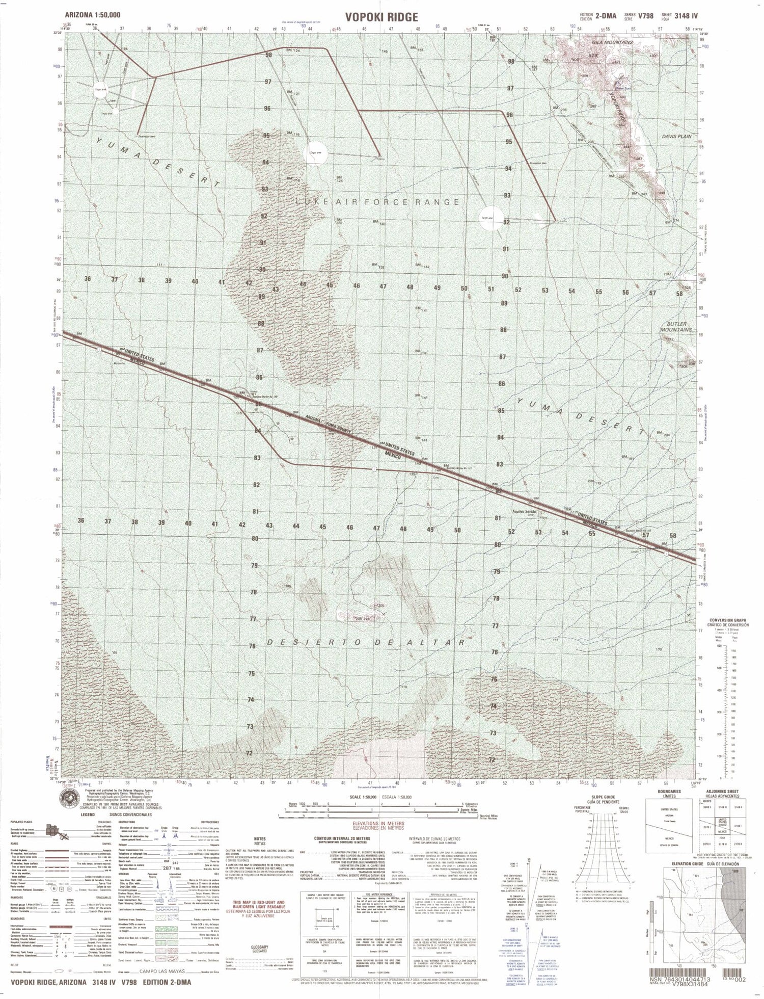 Vopoki Ridge Arizona Military 1:50,000 Map