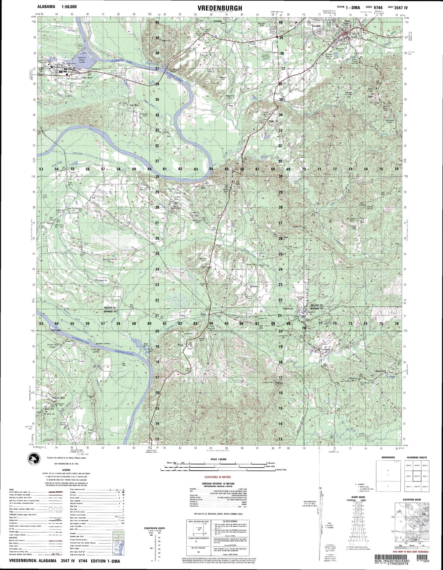 Vredenburgh Alabama Military 1:50,000 Map