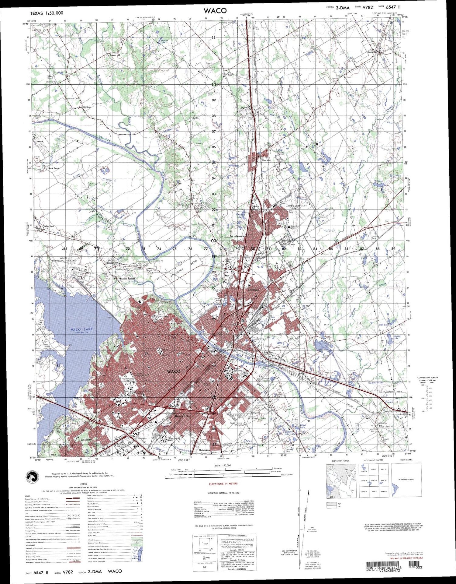 Waco Texas Military 1:50,000 Map