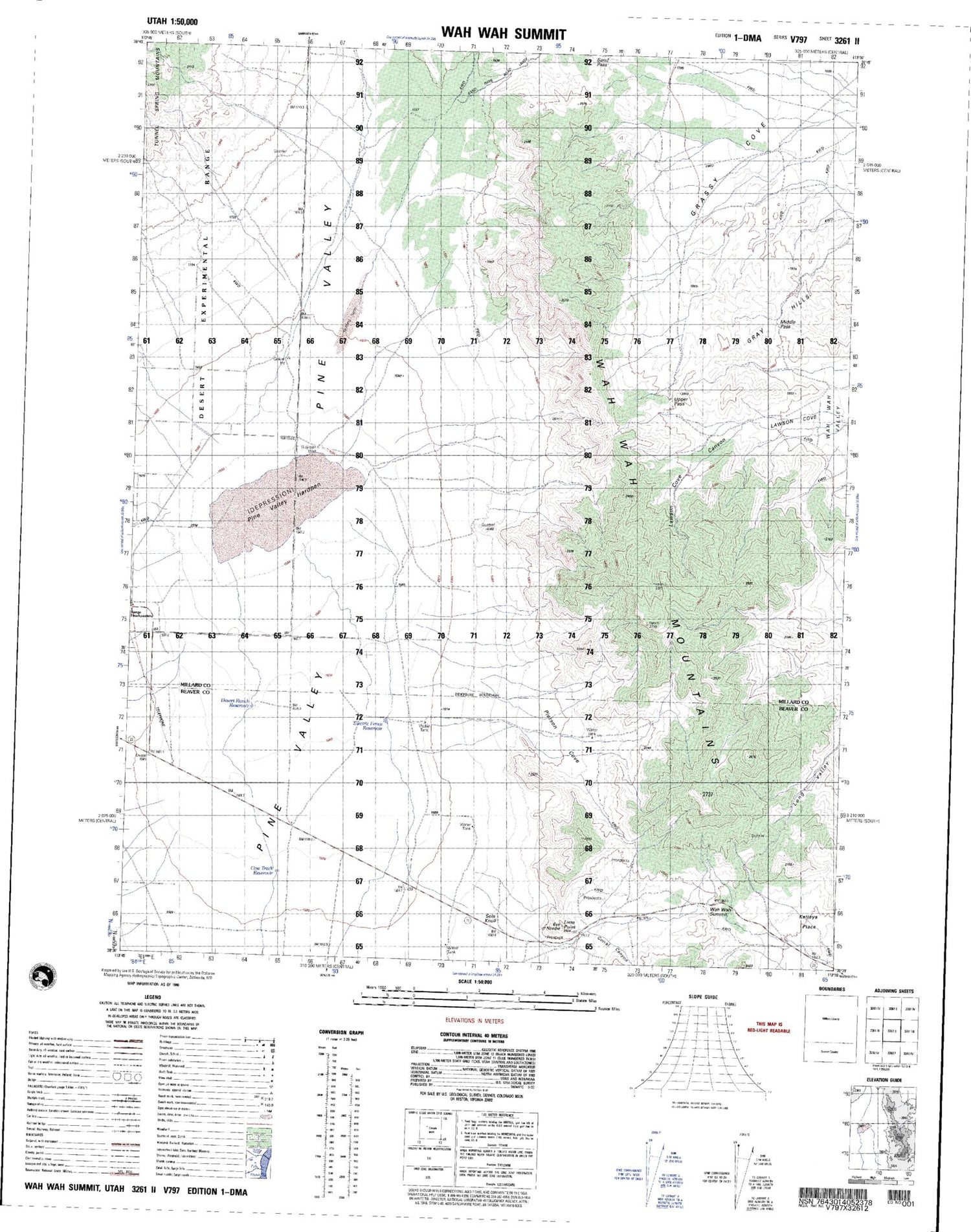 Wah Wah Summit Utah Military 1:50,000 Map