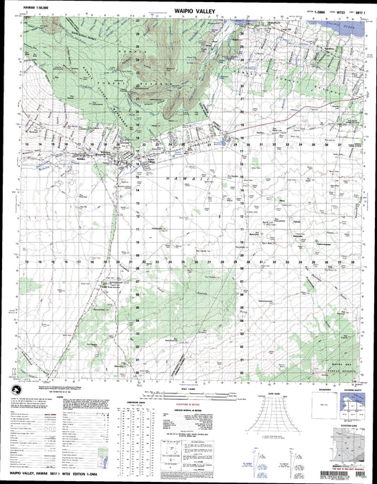 Waipio Valley Hawaii Military 1:50,000 Map