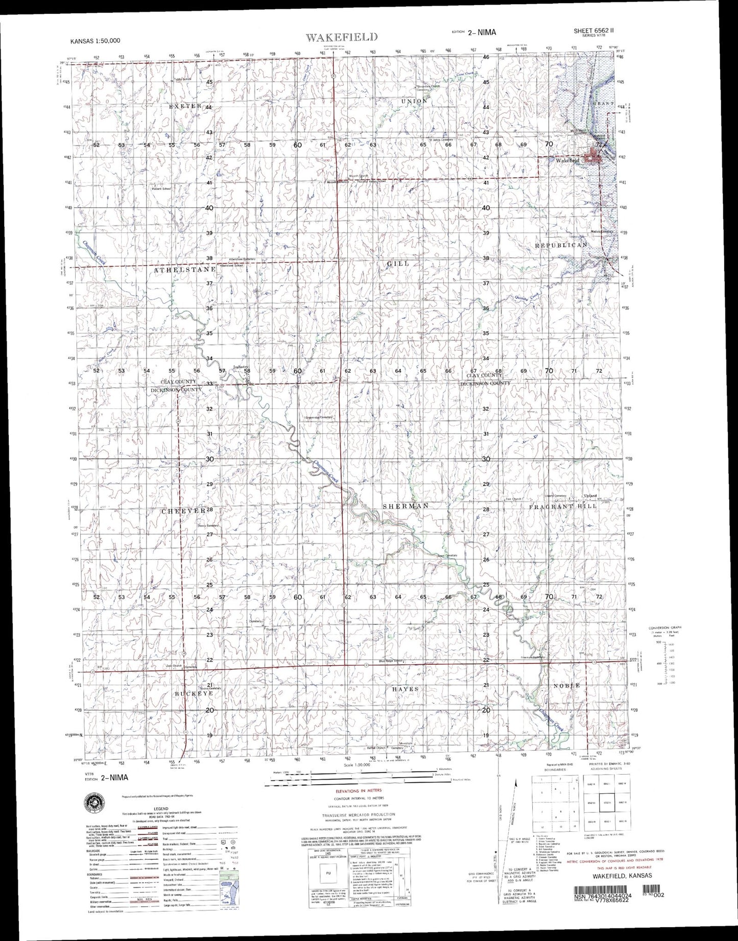 Wakefield Kansas Military 1:50,000 Map