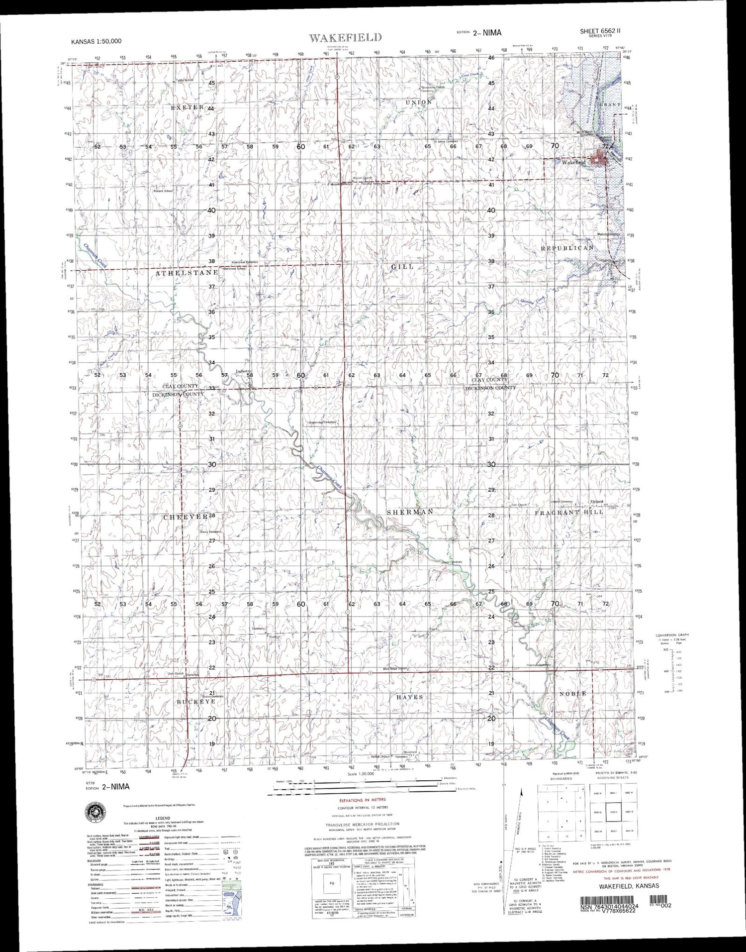 Wakefield Kansas Military 1:50,000 Map