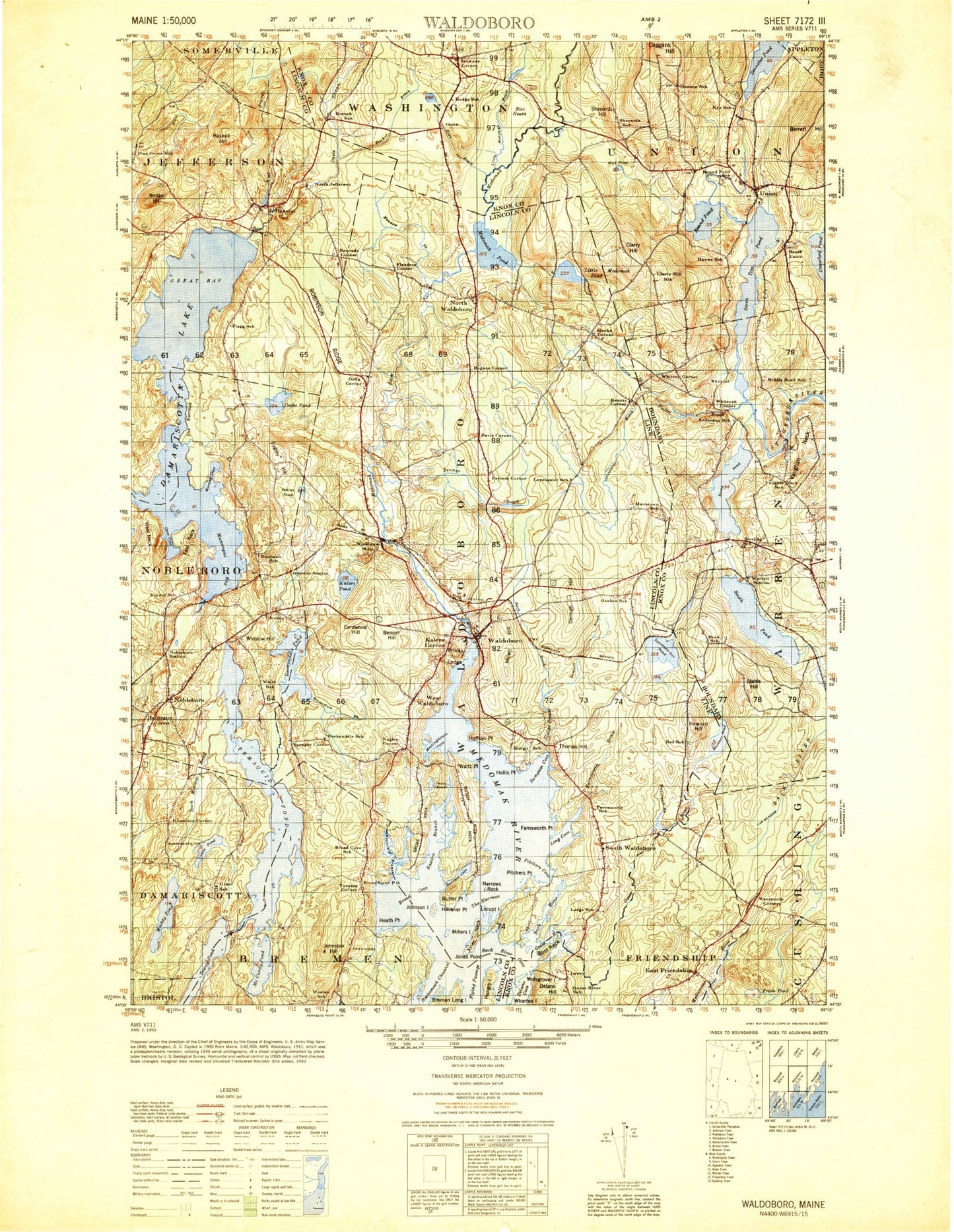 Waldoboro Maine Military 1:50,000 Map