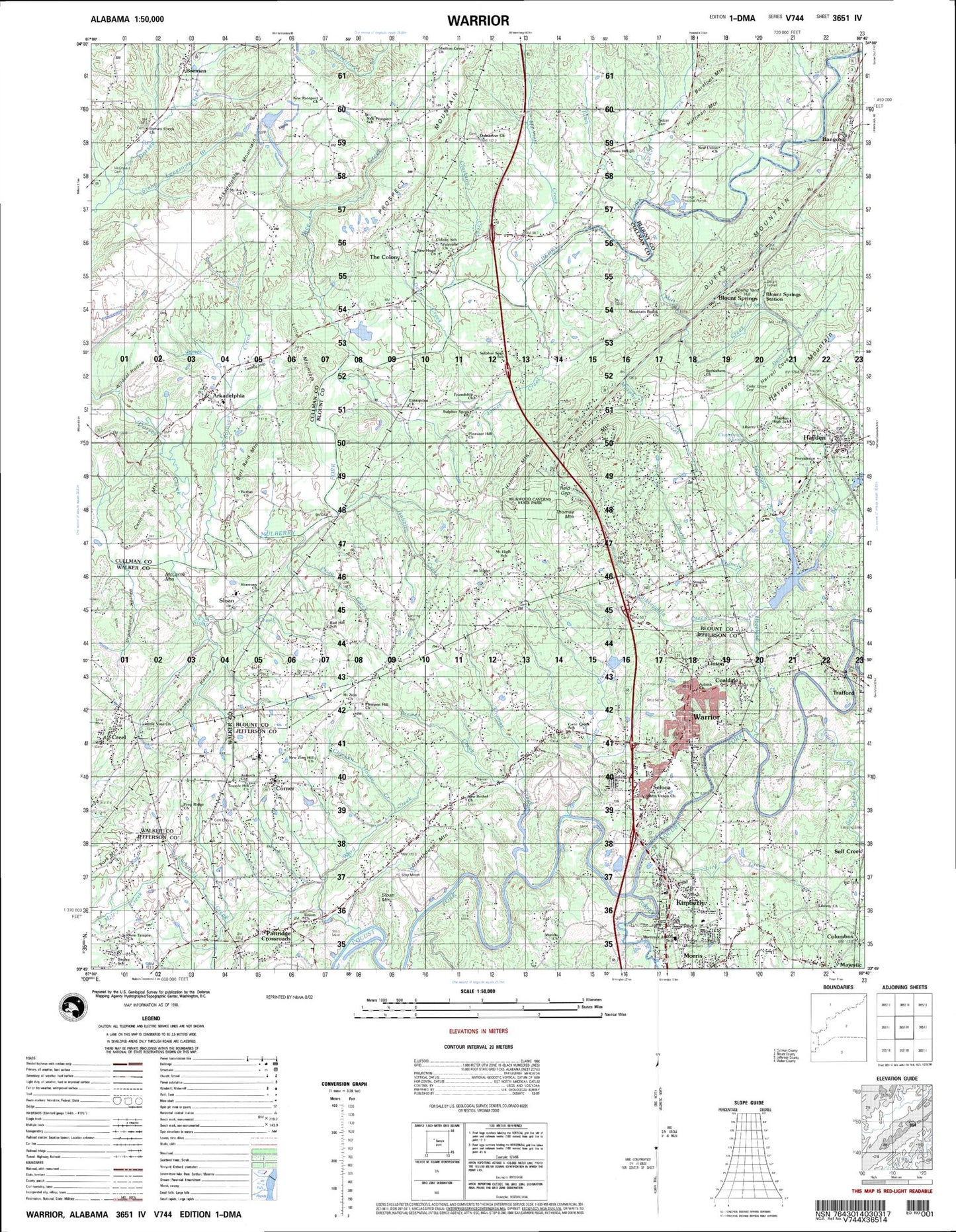 Warrior Alabama Military 1:50,000 Map