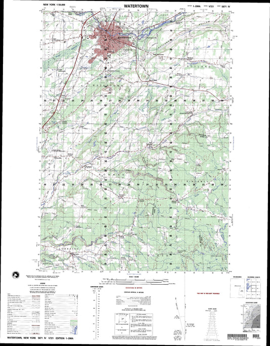 Watertown New York Military 1:50,000 Map