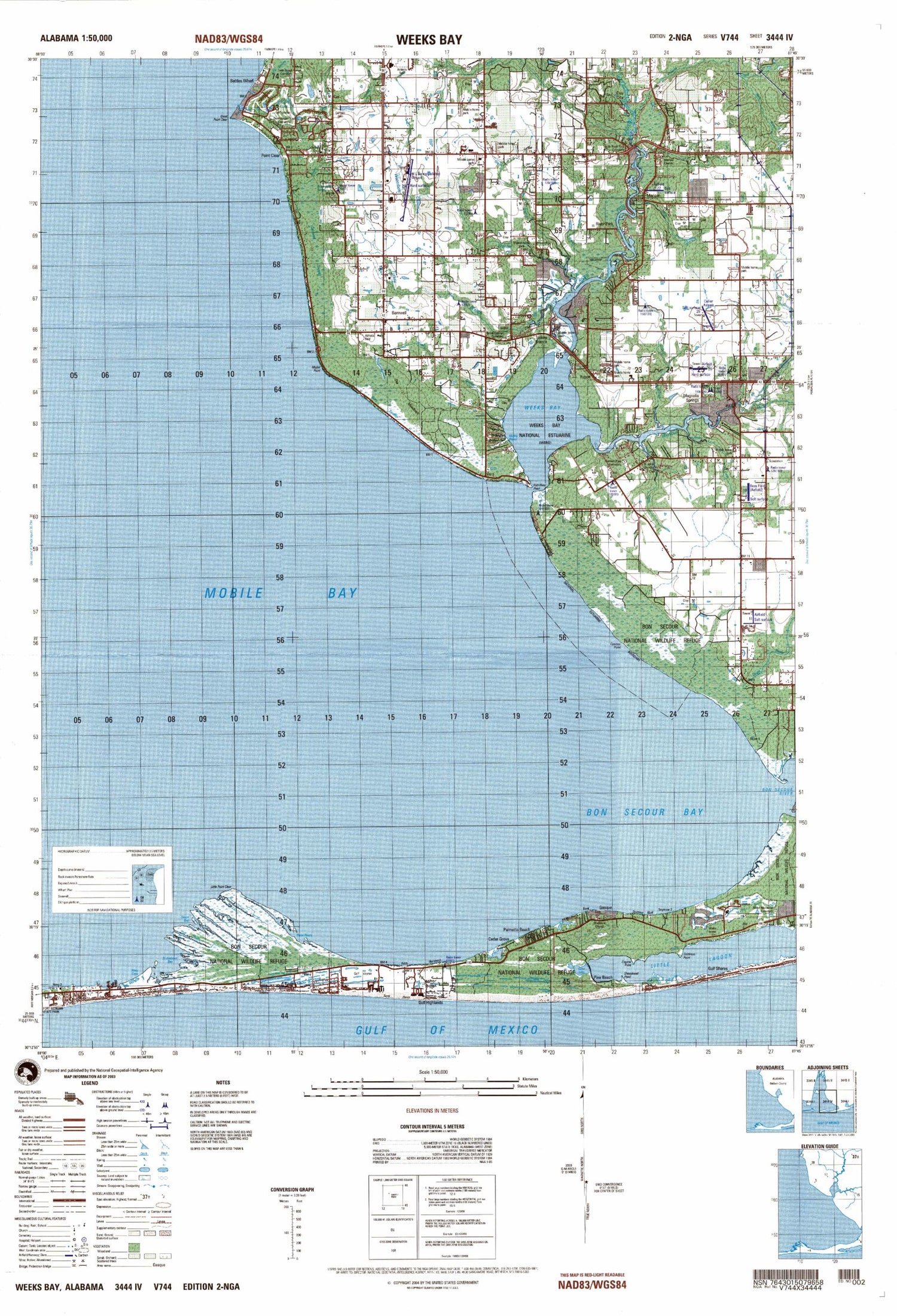 Weeks Bay Alabama Military 1:50,000 Map